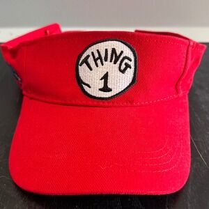Universal Studios Thing 1 embroidered Logo‎ Visor Hat Cap Dr. Seuss Youth  Red